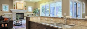 Granite countertops in kitchen