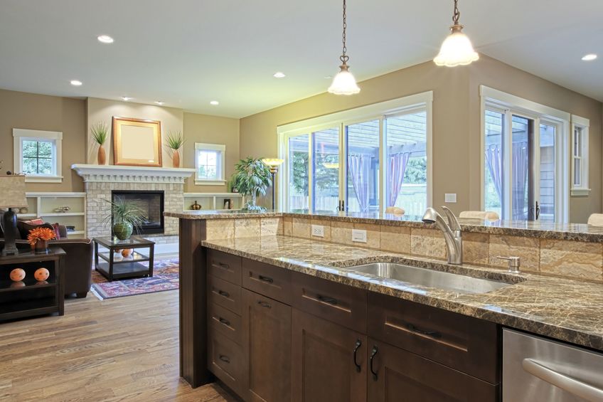 Granite countertops in kitchen