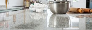 Marble countertop in kitchen