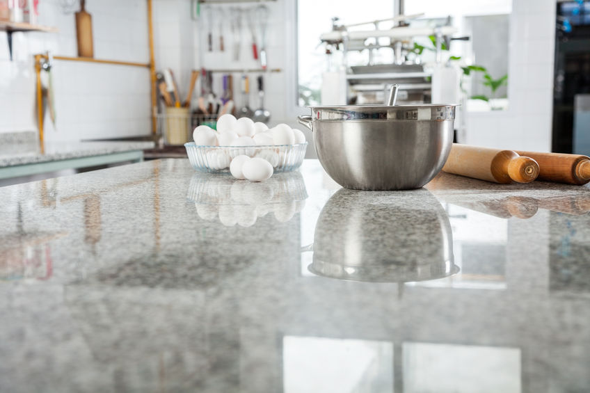 Marble countertop in kitchen