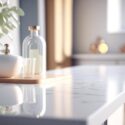 A quartz countertop in a pristine kitchen