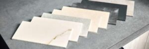 A selection of porcelain countertop materials