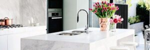 A waterfall island countertop